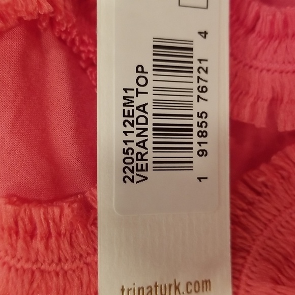 💕TRINA TURK💕 Veranda Top ~ Vista Voile Watermelon Red Medium M NWT - Picture 9 of 10